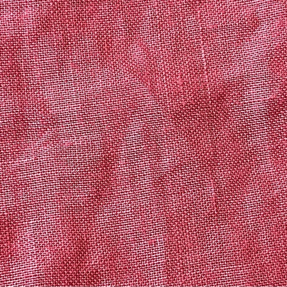 Jordan Coral Pink Button Up Linen 3/4 Blouse Modest Mature Beach Coastal M Boho - Picture 7 of 8